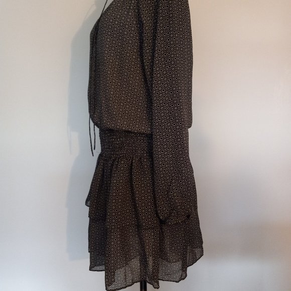 100% pure silk, tiered, boho above-knee dress - Picture 11 of 16